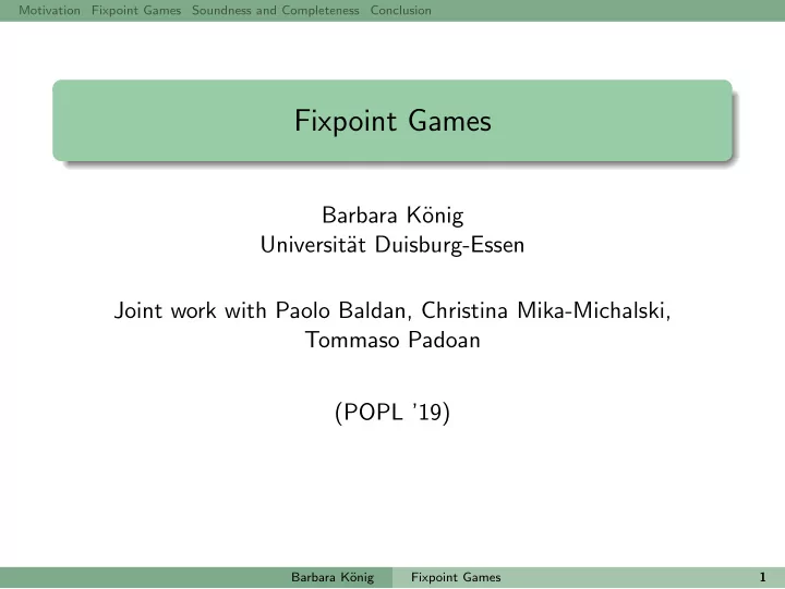 fixpoint games