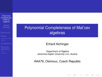 Polynomial Completeness of Malcev  Aichinger  algebras  Polynomials  Clones  Description of