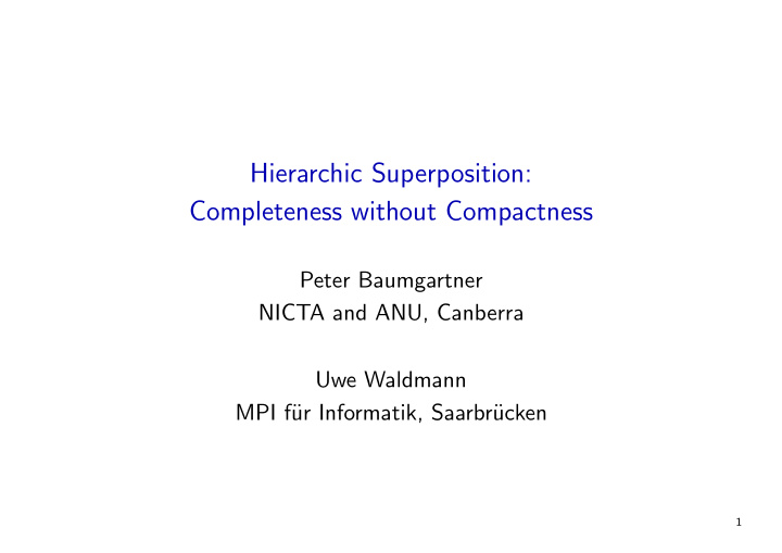 hierarchic superposition completeness without compactness