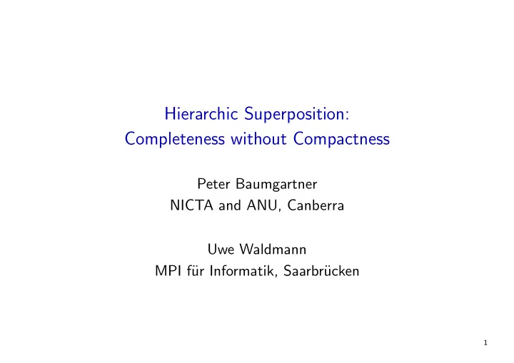 hierarchic superposition completeness without compactness