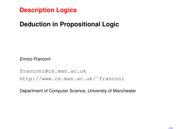 description logics deduction in propositional logic