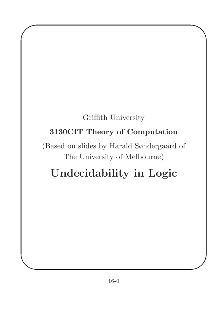 undecidability in logic