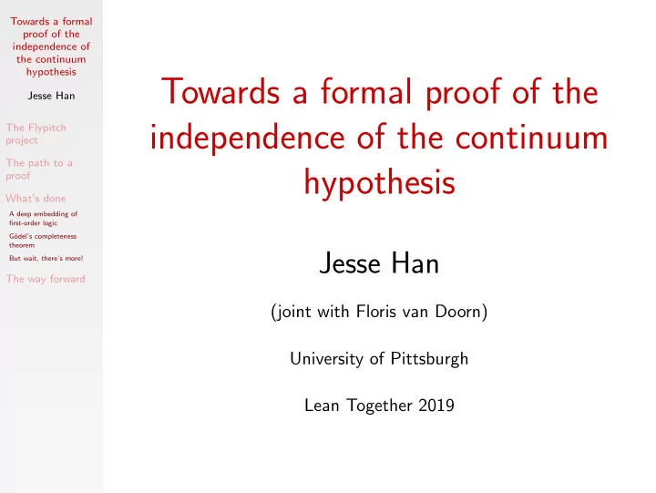 towards a formal proof of the