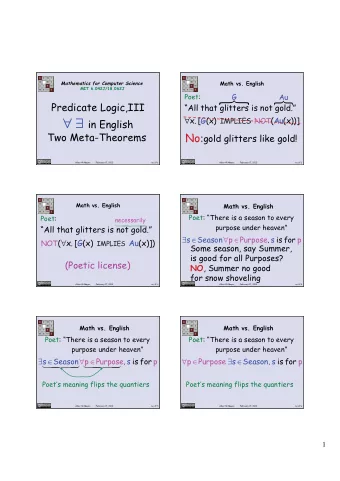 Poet:   Au   Predicate Logic,III  All that glitters is not gold. IMPLIES NOT (