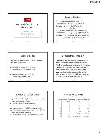 Basic definitions Let A be a model (a logical structure).  Satisfaction :     is