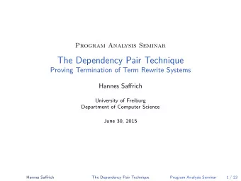 The Dependency Pair Technique  Proving Termination of Term Rewrite Systems  Hannes Saffrich