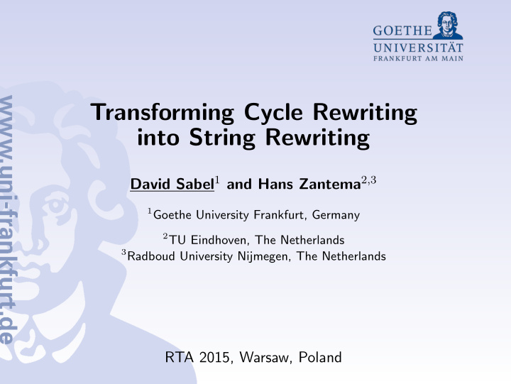 transforming cycle rewriting into string rewriting