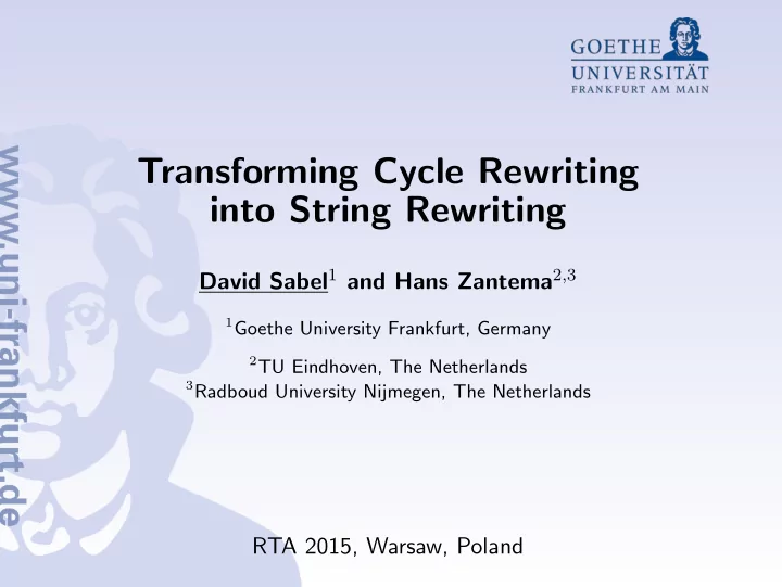 transforming cycle rewriting into string rewriting