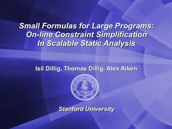 Small Formulas for Large Programs:  Small Formulas for Large Programs:  On-line Constraint