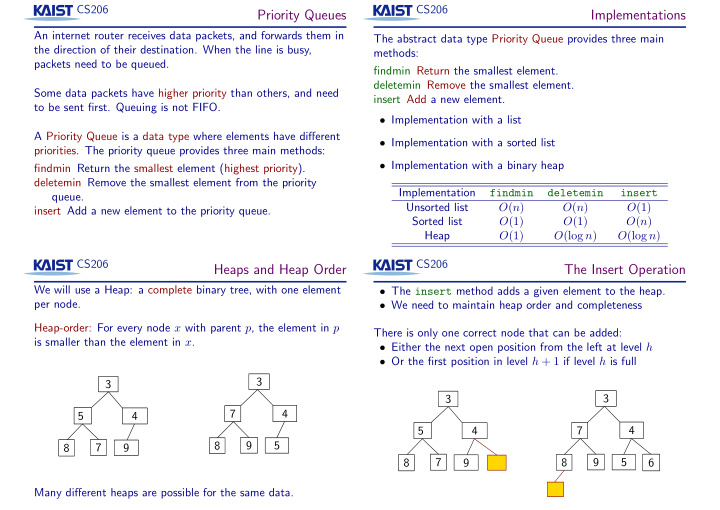 priority queues implementations