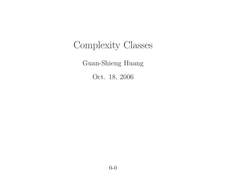 complexity classes