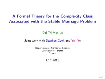 A Formal Theory for the Complexity Class  Associated with the Stable Marriage Problem  Dai Tri Man