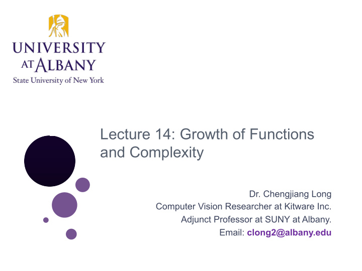 lecture 14 growth of functions and complexity