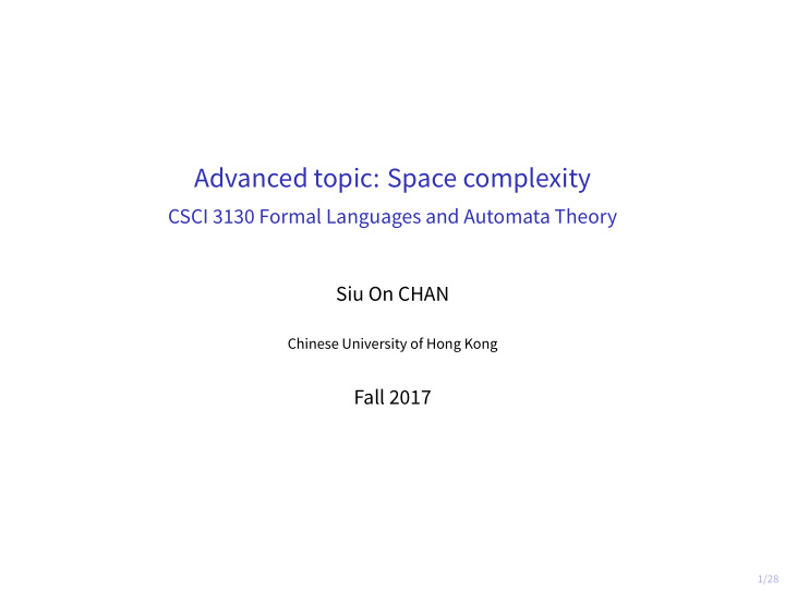 advanced topic space complexity