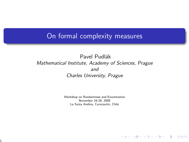 on formal complexity measures