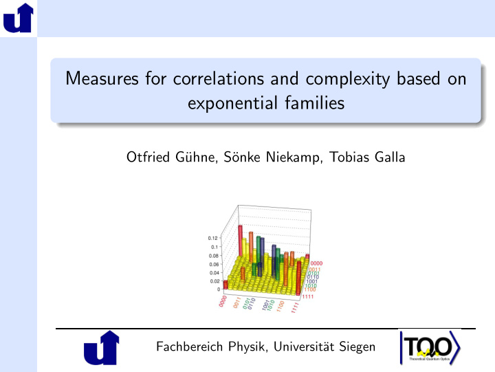 measures for correlations and complexity based on