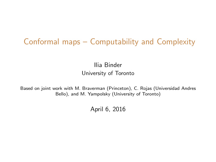 conformal maps computability and complexity