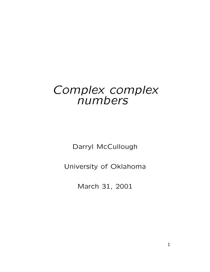 complex complex numbers