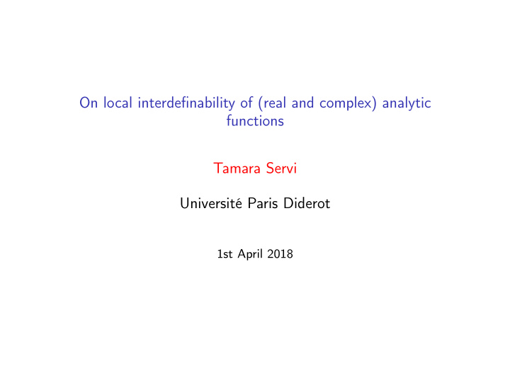 on local interdefinability of real and complex analytic