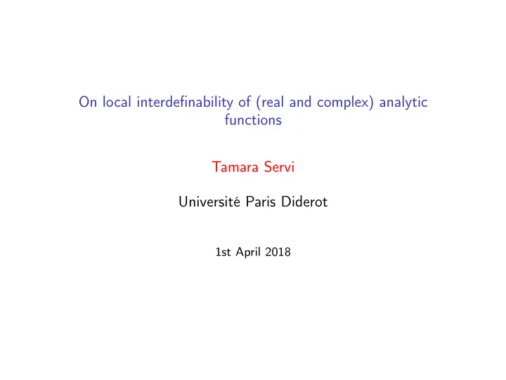 on local interdefinability of real and complex analytic