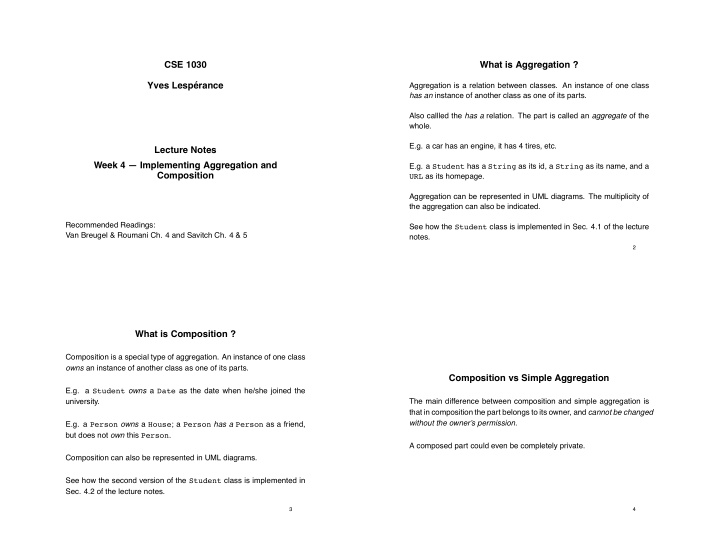 cse 1030 what is aggregation yves lesp erance