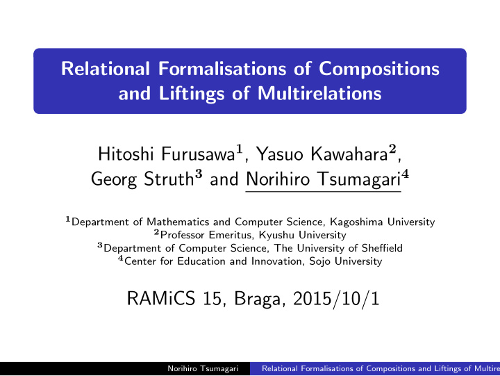 relational formalisations of compositions and liftings of