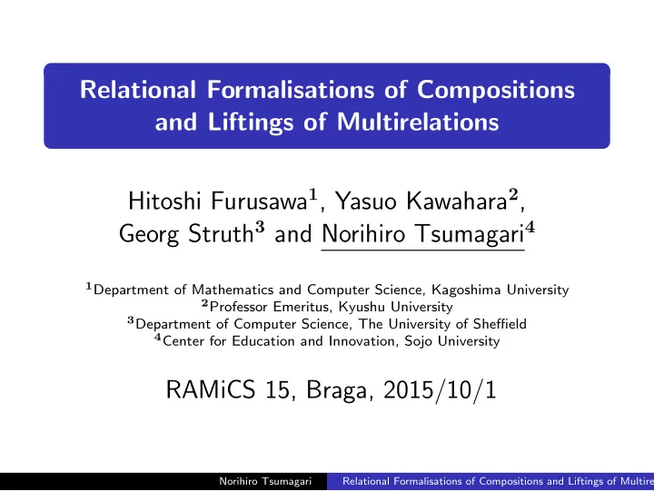 relational formalisations of compositions and liftings of