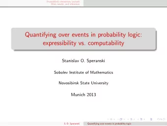 Quantifying over events in probability logic:  expressibility vs. computability  Stanislav O.