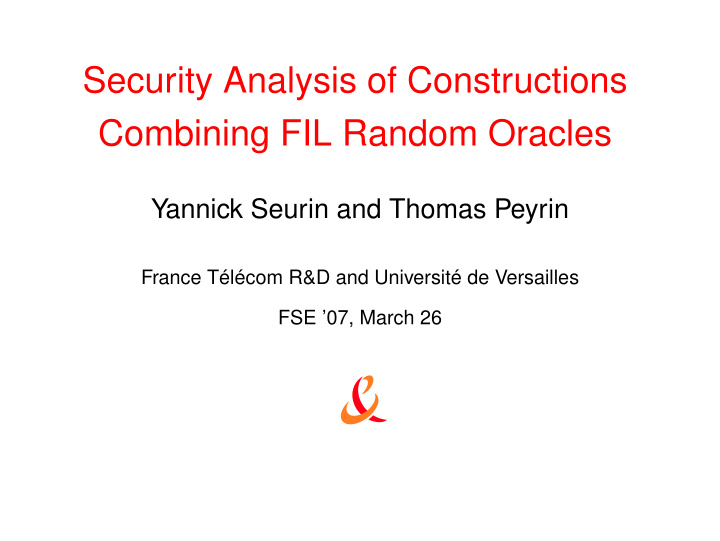 security analysis of constructions combining fil random