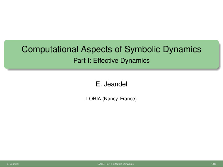 computational aspects of symbolic dynamics