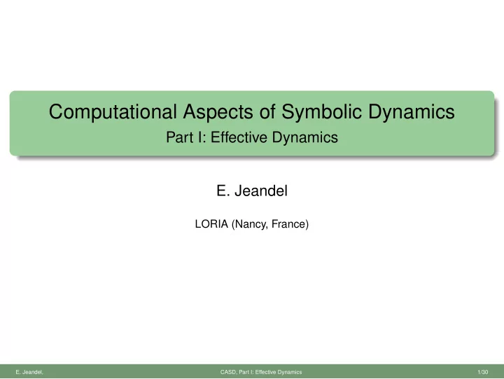 computational aspects of symbolic dynamics