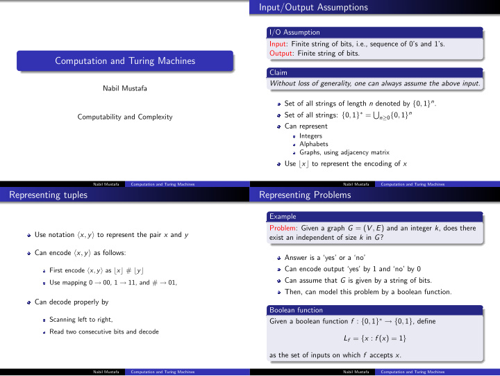 input output assumptions