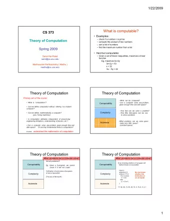 What is computable?     Examples:   check if a number n is prime