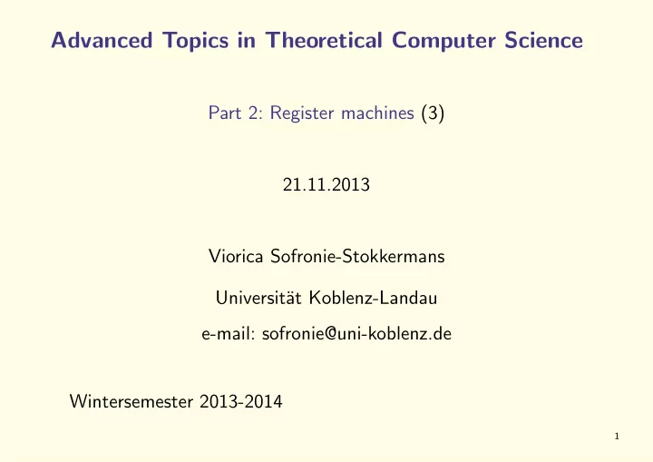 advanced topics in theoretical computer science