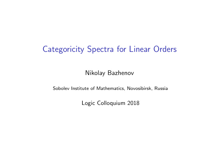 categoricity spectra for linear orders