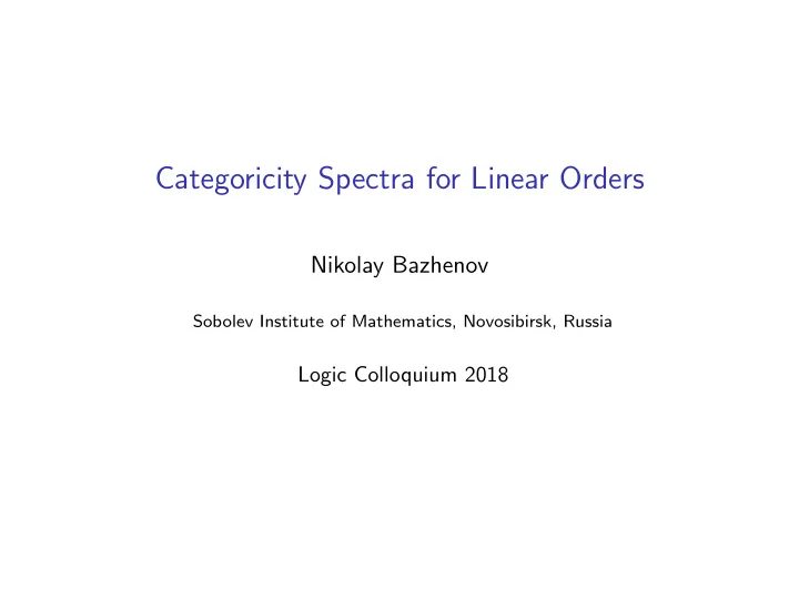categoricity spectra for linear orders