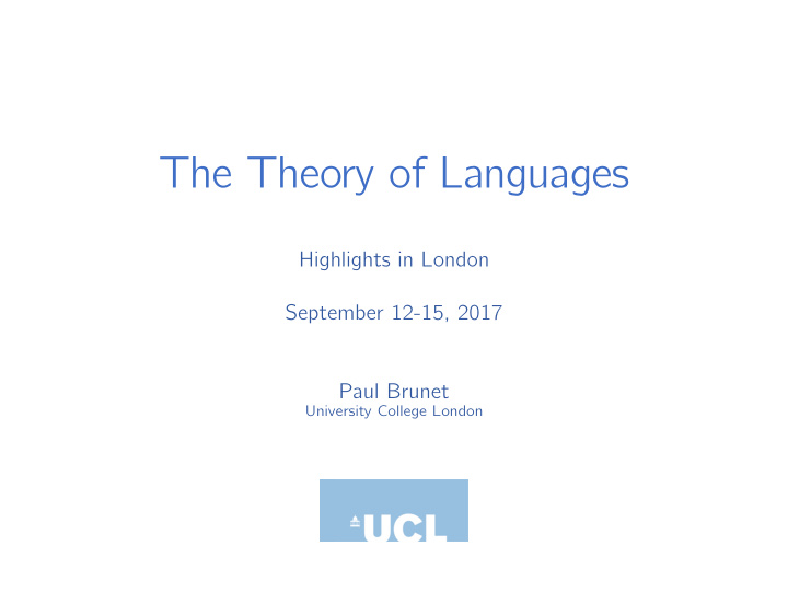 the theory of languages