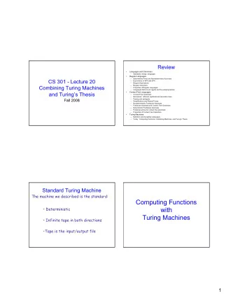 Computing Functions  Deterministic  with  Turing Machines  Infinite tape in both directions