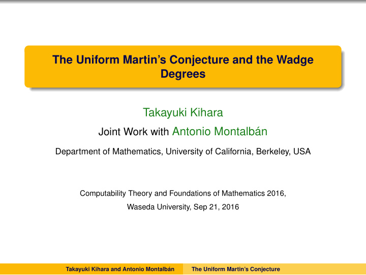 the uniform martin s conjecture and the wadge degrees