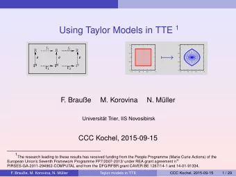 Computability on real numbers  1  Wrapping Sets  2  3  Taylor Models  Examples  4  Closing remarks