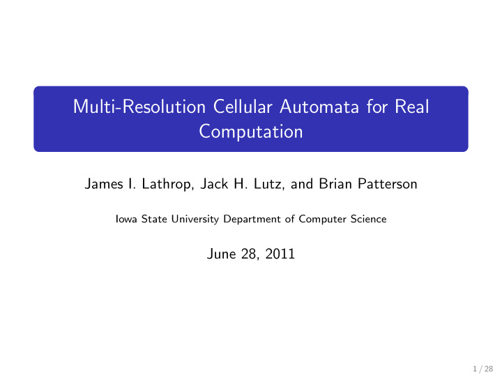 multi resolution cellular automata for real computation