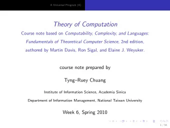 Theory of Computation Course note based on Computability, Complexity, and Languages: Fundamentals