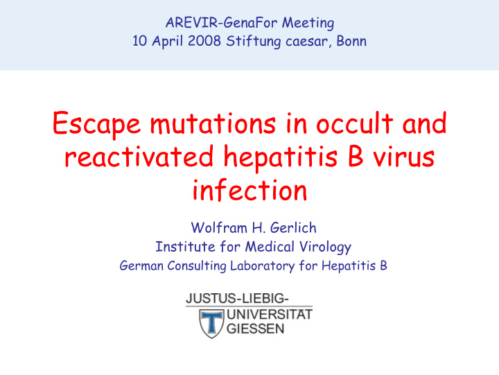 escape mutations in occult and reactivated hepatitis b