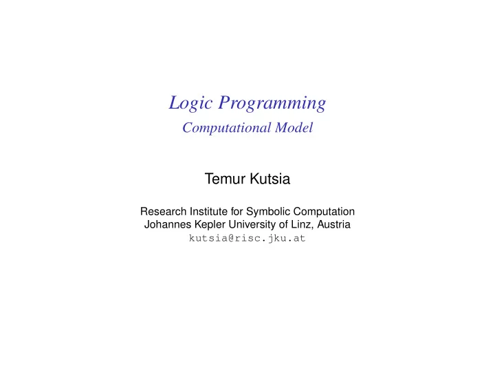 logic programming