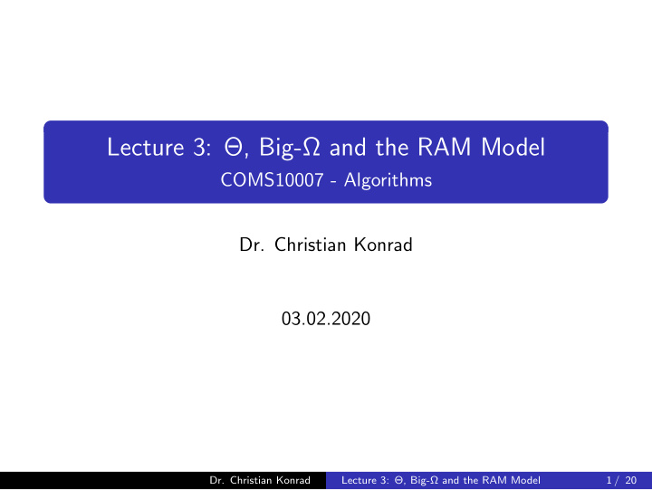 lecture 3 big and the ram model