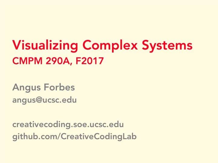 visualizing complex systems