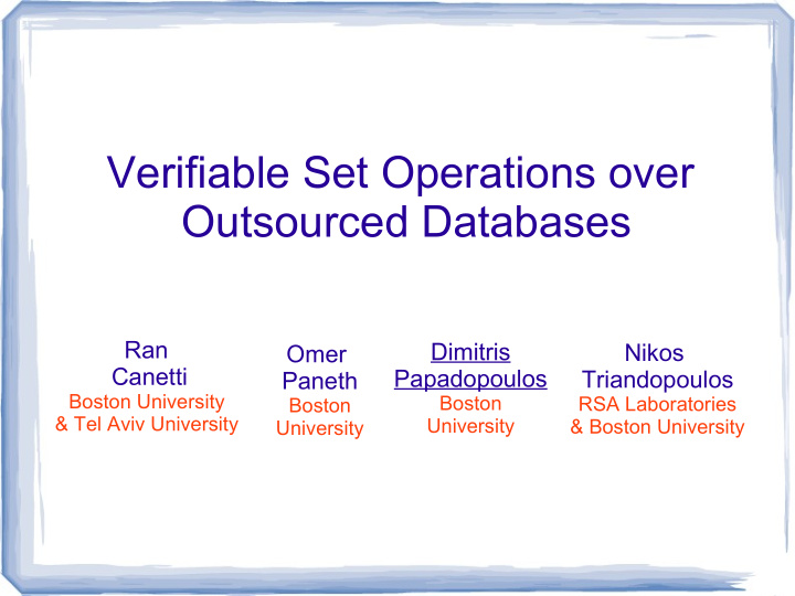 verifiable set operations over outsourced databases