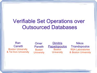 Verifiable Set Operations over  Outsourced Databases  Ran  Dimitris  Nikos  Omer  Canetti
