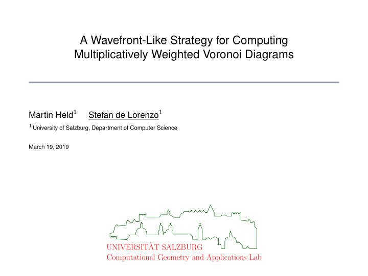 a wavefront like strategy for computing multiplicatively