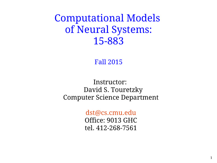 computational models of neural systems 15 883